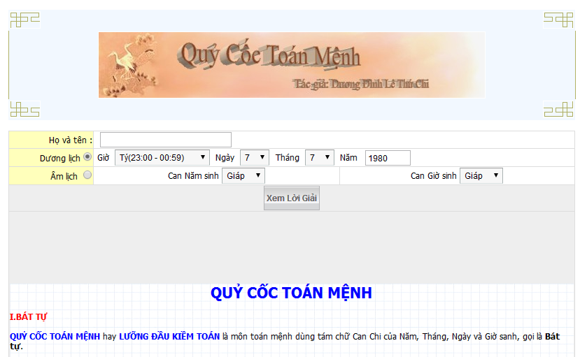 Trình Quỷ Cốc Toán Mệnh